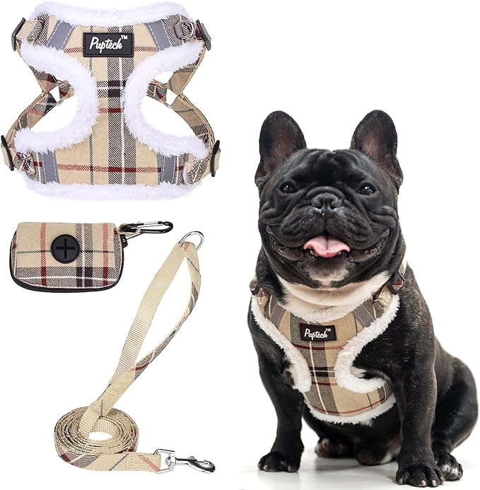 PUPTECK Dog Harness and Leash Set Medium Sized, Step in No Pull Adjustable Puppy Cat Harness Reflective Pet Vest