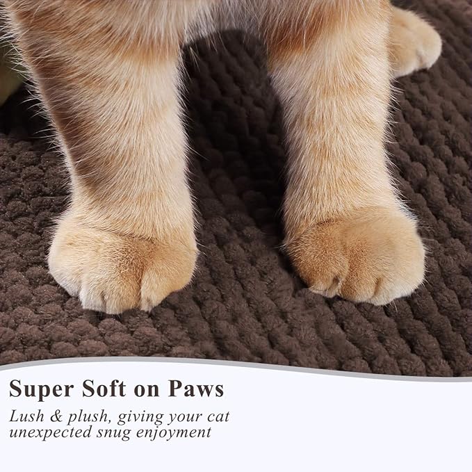 VIVAGLORY Cat Litter Mat Softgrip Litter Trapping Mat, Muddy Litterbox Rug for Indoor & Floor, Machine Washable Easy Clean Soft Microfiber for Cat, 31"× 20", Brown