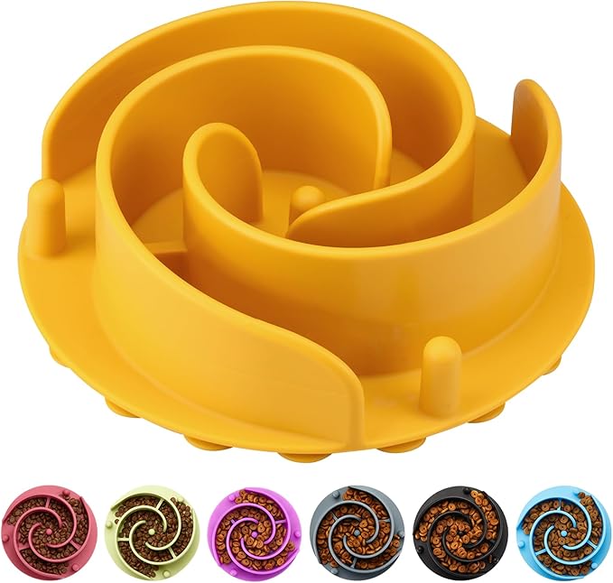 Slow Feeder Dog Bowls Insert, Animire Soft Silicone Slow Eating Dog Food Bowl for Small, Medium and Large Dogs, Compatible with Regular and Elevated Bowls