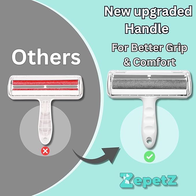 Pet Hair Remover Roller – Reusable Self-Cleaning Fur Removal Tool for Dogs & Cats – Ergonomic & Eco-Friendly Lint Roller for Couch, Carpet, Bed, Car Seat & More (White)