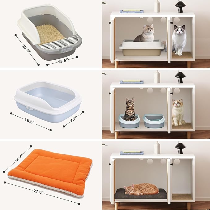 Cat Litter Box Enclosure, Hidden Enclosed Cat Litter Box Furniture with Scratching Mat, Indoor Side Table End Table for Living Room Bed Room