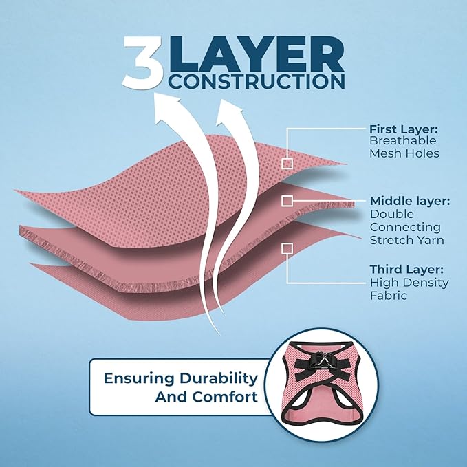 Voyager Step-in Air All Weather Mesh Harness and Reflective Dog 5 ft Leash Combo with Neoprene Handle, for Small, Medium and Large Breed Puppies by Best Pet Supplies - Set (Pink), XL