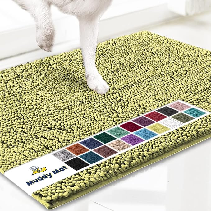 Muddy Mat® | Super Absorbent Door Mat Indoor, Microfiber Quick Dry Chenille Entryway Rug, Non-Slip Front Door Mat, Indoor Mats for Entryway, Machine Washable Pet Rug, Yellow 24"x35"