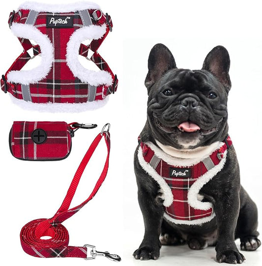 PUPTECK Dog Harness and Leash Set Medium Sized, Step in No Pull Adjustable Puppy Cat Harness Reflective Pet Vest