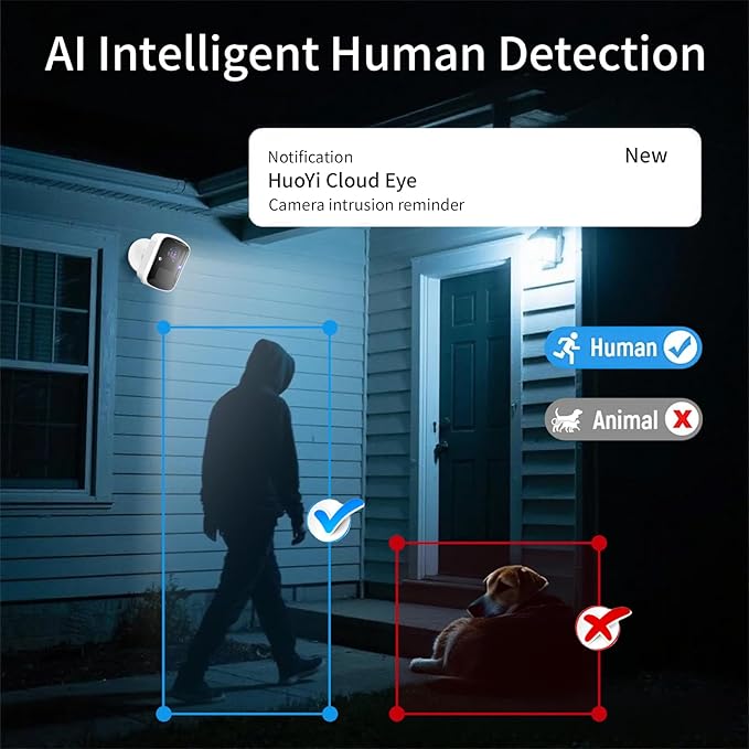 Wireless Security Cameras, 3MP WiFi Battery Powered Camera with AI Motion Detection, 2-Way Talk, Spotlight, Siren, IP65, Cloud/Up to 256G SD Storage(About 180 Days Storage SD Card Included)