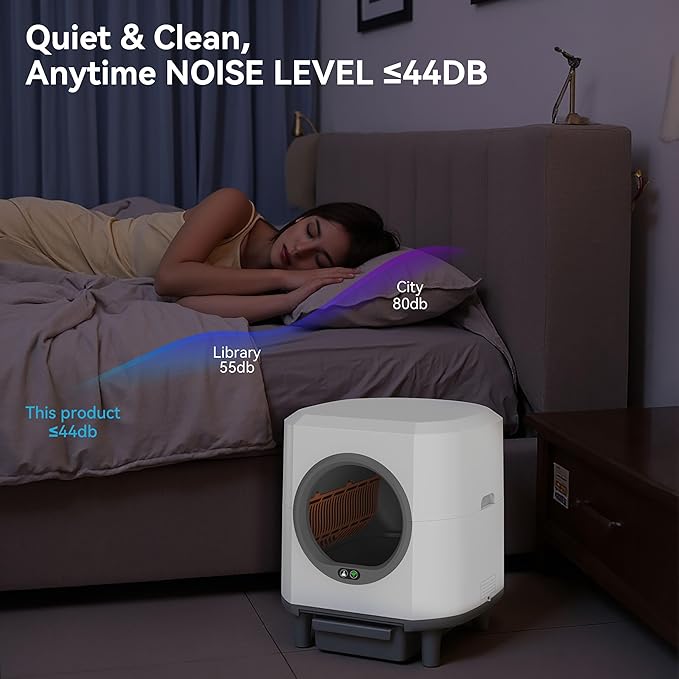 Self Cleaning Litter Box for Multiple Cats,90L Automatic Cat Litter Box Self Cleaning App-Controlled,Dual Safety Protection,1 Rolls Garbage Bags,White