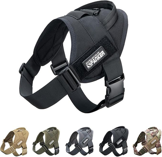Excellent Elite SPANKERTactical Dog Vest Training Military Patrol Service Dog Harness Adjustable Nylon Dog Harness with Handle(Black-S)