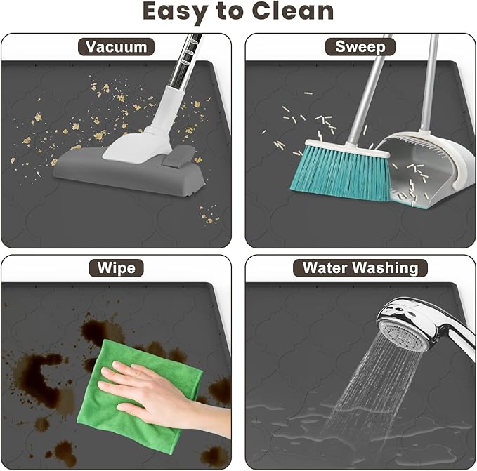 Cat Mat for Litter Box, 34" X 22" Large Silicone Cat Litter Trapping Mat, Easy Clean for Scatter Control, Soft on Kitty Paws, Waterproof, Urine-Proof, Non-Slip Kitty Litter Mat for Floor, Black