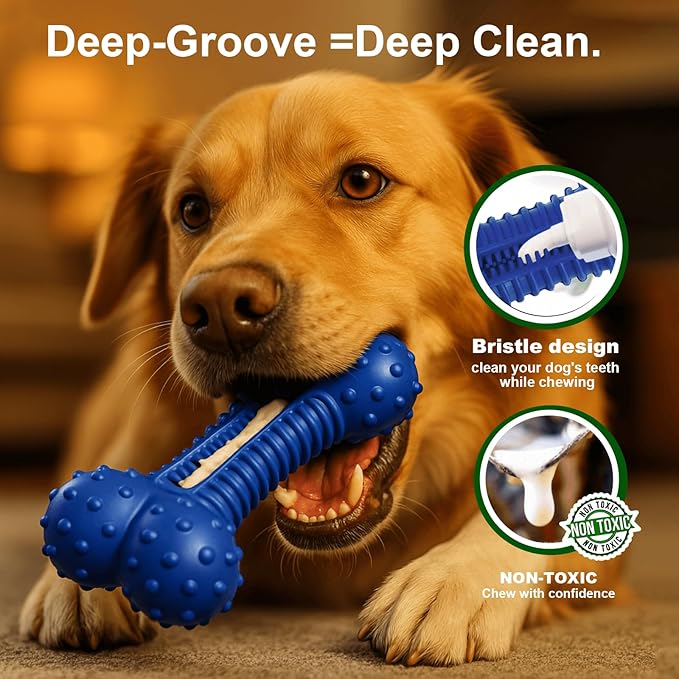 Dog Toys for Aggressive Chewers, Indestructible Chew Toys for Medium Large Dogs,Durable Rubber Dog Bones with Beef Flavor, Tough Dental Toy for Boredom Relief