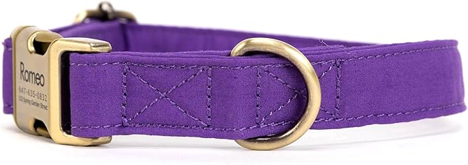 Personalized Dog Collar with Name and Phone Number Engraved,Adjustable Custom Puppy Collar,Organic Cotton Pet Collar for Small Medium Large Boy Girl Dogs