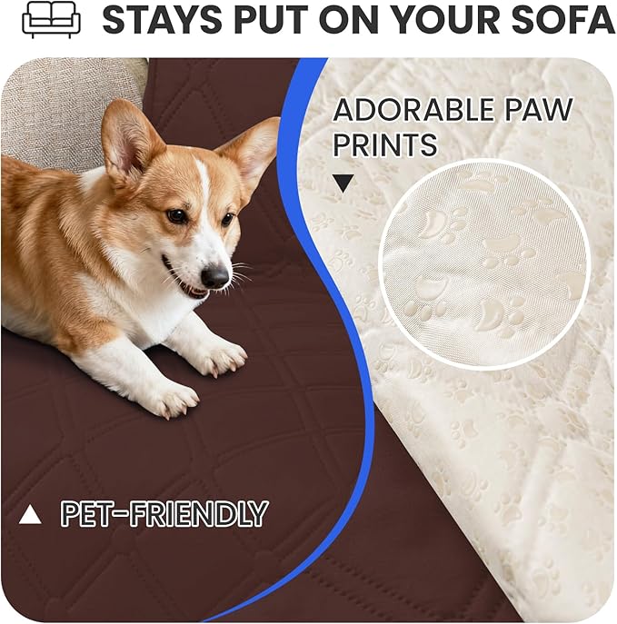 Waterproof Dog Bed Cover, Non-Slip Dog Blanket for Couch, Couch Covers for Dogs Washable, Pet Blanket for Furniture, Pet Bed Mat for Sofa, Car, Pet Supplies (82x82 Inch, Coffee)