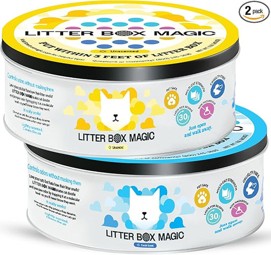 Cat Litter Deodorizer Jar (1 Fresh Scent and 1 Fragrance Free, 16 Oz, Pack of 2) - Cat Litter Odor Absorber Gel - Litter Box Pet Air Freshener - Litter Odor Eliminator to Freshen Air