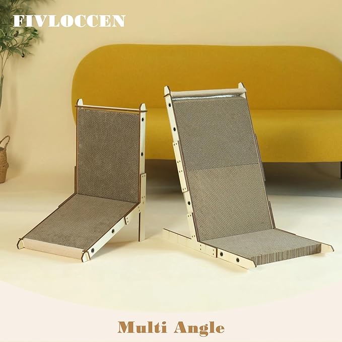 Modern Cardboard Cat Scratcher for Indoor Cats, Anti-Tip Wooden Frame Cat Scratching Board, Wall/Sofa/Furniture Mount by Non-Slip Cat Scratch Pad, Extra Durable for Multi-Cat Homes(M)