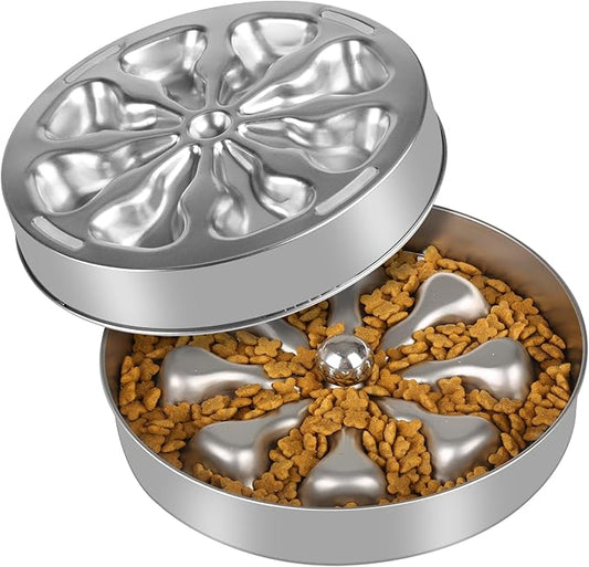 Slow Feeder Dog Bowls – Stainless Steel Non-Slip Metal Bowl for Slow Feeding, 5 Cups Large Capacity, Double-Sided Design for Dry, Wet, or Raw Food, Ideal for Small, Medium, Large Dogs