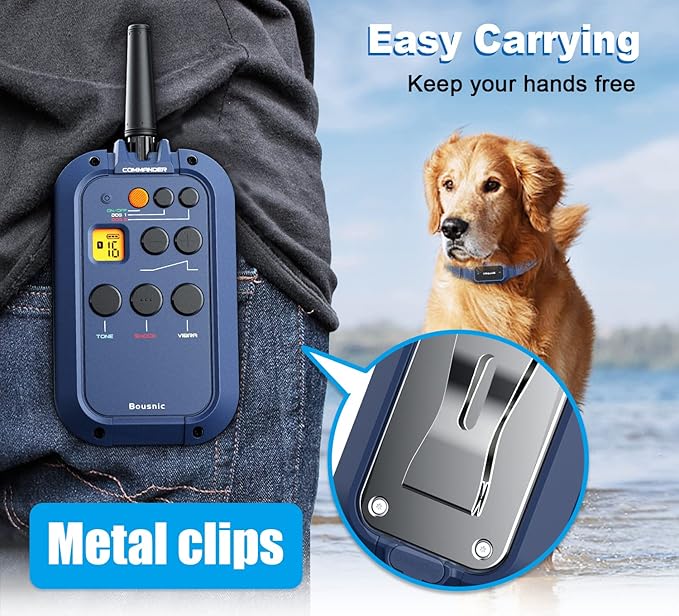 Bousnic Dog Shock Collar with Remote - ¾ Mile Electronic Training Collar for (15-140lbs) Medium Large Dogs, Waterproof Rechargeable Dog E Collar with 3 Modes, Beep, Vibration, Safe Shock(1-16 Levels)