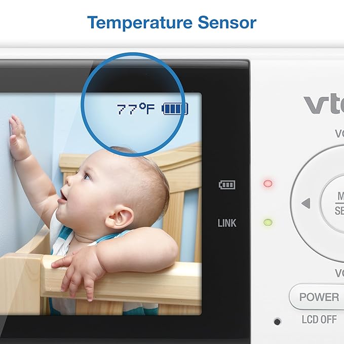 VTech VM819-2 Baby Monitor, 2.8” Screen, 2 Cameras, 1000ft Range, Night Vision, 2-Way Audio, Temperature Sensor, Lullabies, Secured Transmission No WiFi