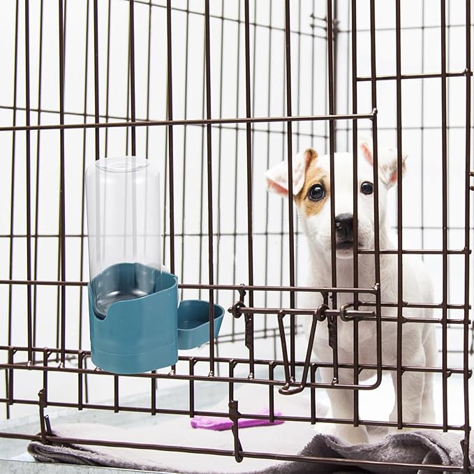 COHEALI Pet Automatic Hanging Water Dispenser Bottle for Dogs and Cats, Ocean Blue Plastic Cage Water Feeder, Space-Saving Hydration Solution for Pets in Indoor and Outdoor Use