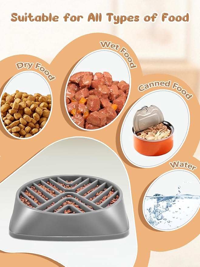 KASBAH Slow Feeder Dog Bowls Large Breed, Holds 5 Cups Wet or Dry Food for Large and Medium Dogs,Puzzle Maze for Fast Eaters,Square Base,Non-Slip, Made Without BPA,Helps Prevent Bloat & Aid Digestion