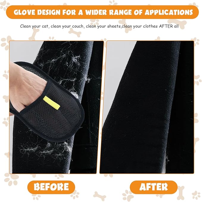 6 Pcs Pet Double Sided Grooming Gloves,Static Removal Gloves for Pet Hair,Multi-Function,For Washing,Hair Removal,Beauty,Bed Sheets,Sofa,Clothes,Suitable for Cats and Dogs