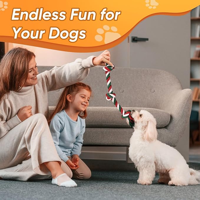 Dog Rope Toys 7 Pack - Puppy Teething Toys for Small Dogs - Durable Dog Chew Toys for Aggressive Chewers - Interactive Tug of War Toys for Boredom & Teeth Cleaning