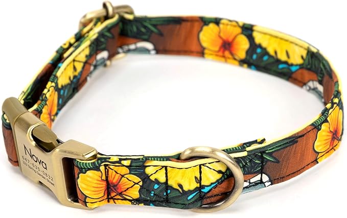 Personalized Dog Collar with Name and Phone Number Engraved,Adjustable Custom Puppy Collar,Organic Cotton Pet Collar for Small Medium Large Boy Girl Dogs