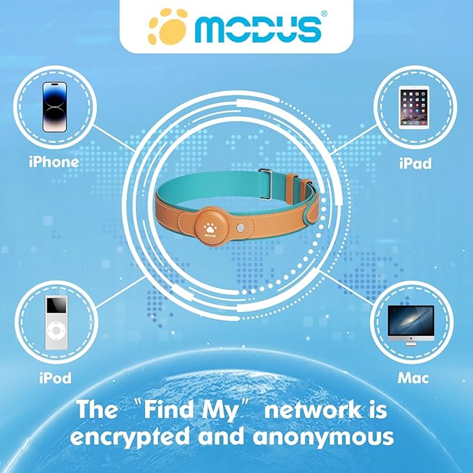 GPS Tracker for Dogs, 2 in 1 Pet Tracking Smart Collar (Only iOS), No Monthly Fee GPS Tracker Dog Collar, Real-time Location Comfortable PU Tracker Tag for Small, Medium Large Dogs(Locator Included)