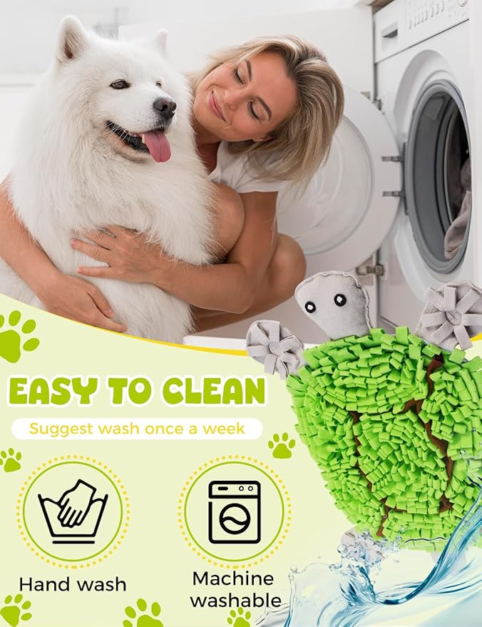 Snuffle Mat for Dogs, Turtle Design 28.8''×22.8 ''Inch Large Snuffle Mat for Dogs, Slow Feeder Dog Food Mat, Mental Stimulation Enrichment Puzzle Feeder Dog Toy for Anxiety Relief (Green)