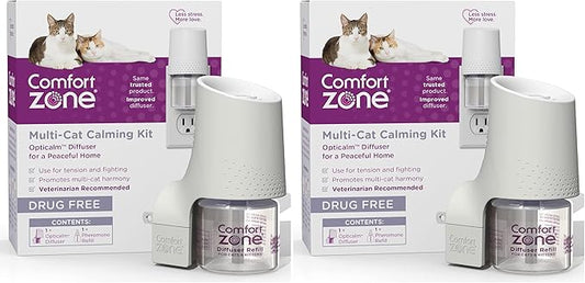 Comfort Zone Cat Multi-Cat Diffuser: Trial Kit (1 Diffuser & 1 Refill) (Pack of 2)
