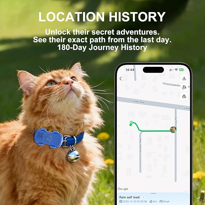 GPS Tracker for Dogs & Cats Pet GPS Location Tracker with Smart Alerts & Location History Geo-Fence Real-Time Waterproof iOS & Android Subscription Required