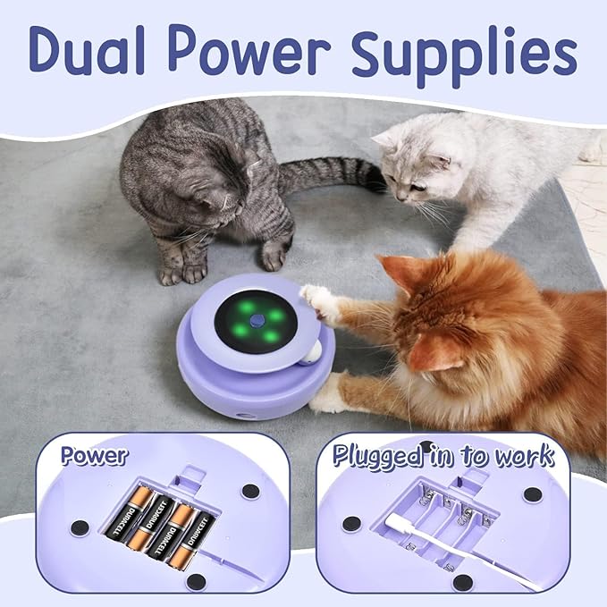 ORSDA Cat Toys, 2-in-1 Interactive Cat Toys for Indoor Cats, Automatic Cat Toy Balls, Mice Toys Ambush Feather Kitten Toys with 7pcs Attachments, Dual Power Supplies, Adjustable Speed, Auto On/Off