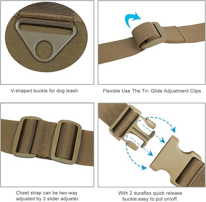Excellent Elite SPANKERTactical Dog Vest Military Patrol Service Dog Harness Adjustable Nylon Dog Harness with Handle(Brown-S)