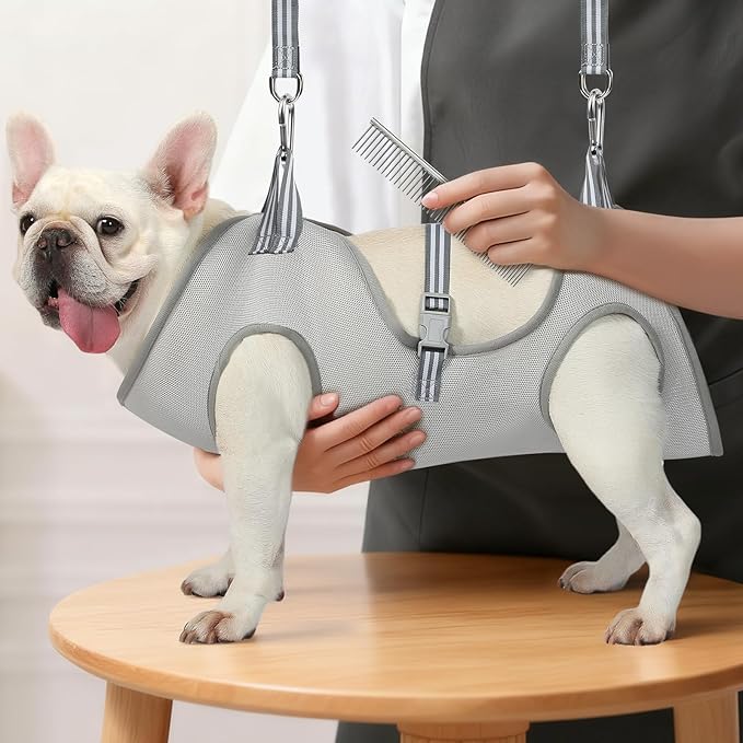 Stress-Free Dog Grooming Hammock Harness Kit - Secure Nail Trimming Sling for Cats & Dogs w/Safety Clipper, Adjustable Straps - Home Vet-Grade Care for Small/Medium/Large Pets