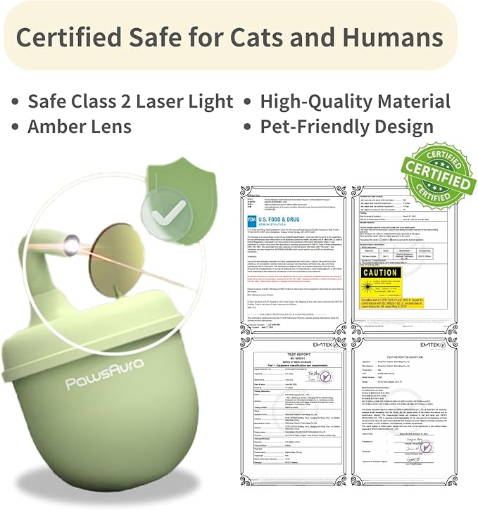 MayMaw Automatic Cat Laser Toy - 360° Self-Balancing Laser with 3 Adjustable Speeds & USB Rechargeable Interactive Toy for Bored Indoor Cats (Beige)