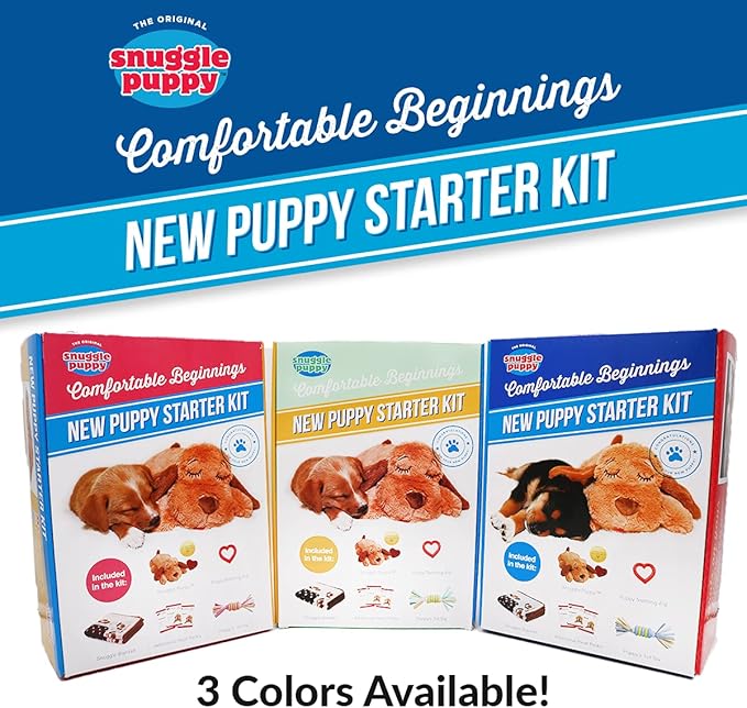 SmartPetLove Original Snuggle Puppy Essentials Starter Kit - Heartbeat Puppy for Dogs - Calming Aid with 3 Heat Packs, Puppy Teething Toy, Dog Chew Toy and Dog Blanket