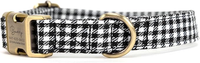 Personalized Dog Collar with Name and Phone Number Engraved,Adjustable Custom Puppy Collar,Organic Cotton Pet Collar for Small Medium Large Boy Girl Dogs