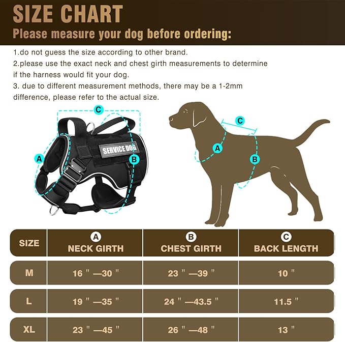 WINSEE Tactical Dog Harness for Large Dog, Heavy Duty Service Dog MOLLE Vest with 10 Pet Patches, No Pull Military Working Vest for Training Hunting Walking