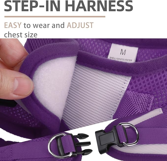 PUPTECK Adjustable Dog Harness Collar and Leash Set Step in No Pull Pet Harness for Small Medium Dogs Puppy and Cats Outdoor Walking Running, Soft Mesh Padded Reflective Vest Harnesses