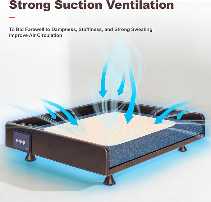 feyoopet Smart Pet Bed with Heating, Ventilation & Ambient Light - Solid Wood Frame, 3 Modes, All-Season Comfort for Cats & Dogs