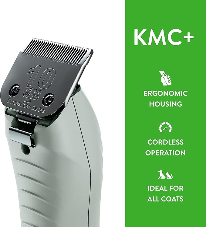 Wahl Professional Animal KMC+ 2-Speed Cordless Clipper (3025661) - Detachable Blade Pet & Dog Clipper Kit - Patented Ergonomic Housing Design - Sage