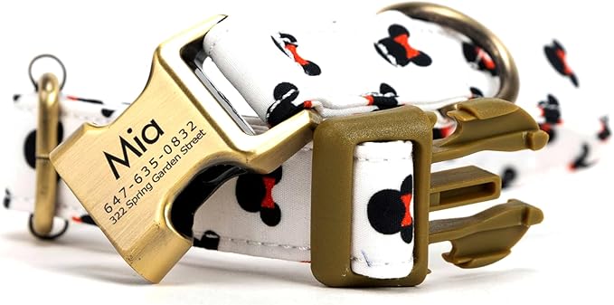 Personalized Dog Collar with Name and Phone Number Engraved,Adjustable Custom Puppy Collar,Organic Cotton Pet Collar for Small Medium Large Boy Girl Dogs
