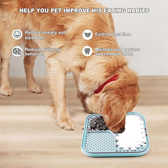 Licking Mat for Dogs & Cats with Suction Cups, 1 Pack Dog Slow Feeder Lick Pat for Anxiety Relief, Dog Toys Feeding Mat for Butter Yogurt Peanut, Pets Grooming Bathing Training Mat