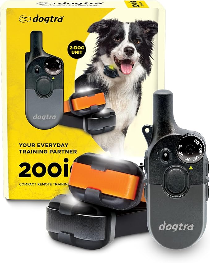 Dogtra 200iQ 2-Dog Remote Training E Collar – 100 Levels, Tone, Vibration, 1/2 Mile Range – Compact, Waterproof, One-Handed Control for Dogs 10 lbs+ – Lightweight System for Daily Obedience Training