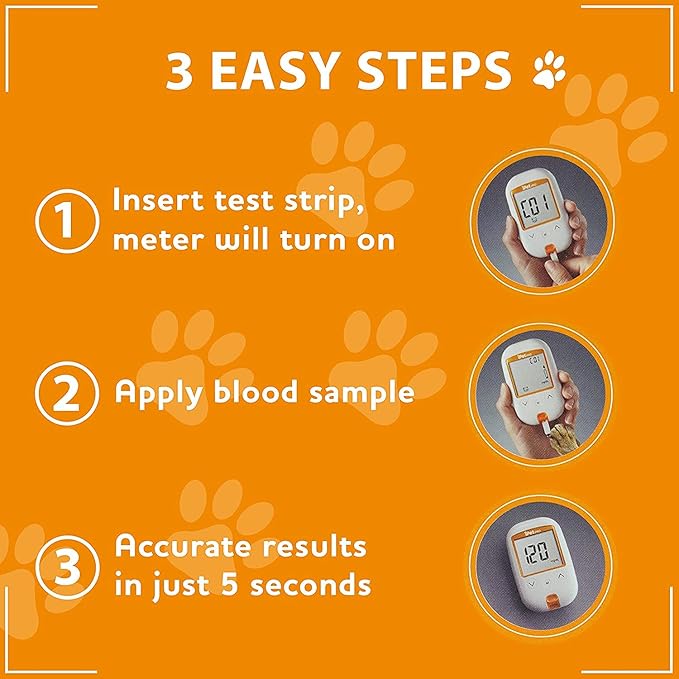 iPet PRO Blood Glucose Monitoring System Designed for Dogs & Cats| Includes Meter, 2 AA Batteries, User Guide, Log Book, 25 Test Strips, Control Solution, Lancing Device, 30 28G Lancets, Carrying Case