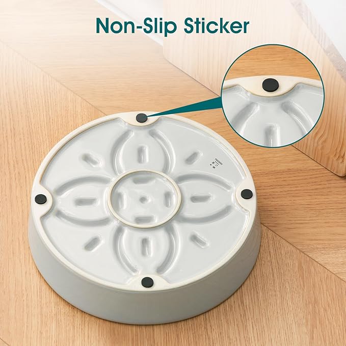 vancasso Ceramic Slow Feeder Dog Bowls, Puzzle Dog Food Bowls with Floral Maze, Anti -Slip Pet Food Dish for Large Breed, 3 Cups, Grayish Cyan