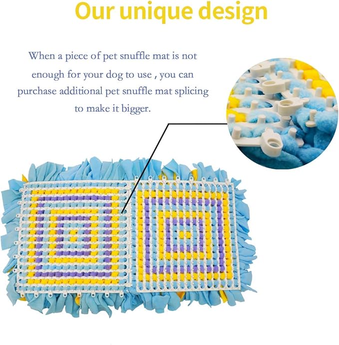 Dog Snuffle Mat, Feeding Mat for Dogs, Durable Interactive Puzzle Toys for Training Foraging Skills(Yellow&Blue&Purple)