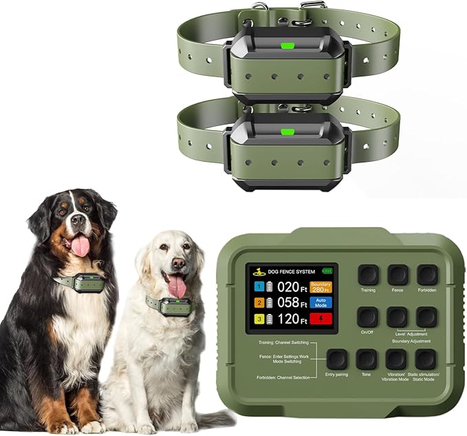 2025 Upgraded Wireless-Electric Fence System, Dog Training,Forbidden Zone, Dog Perimeter Collar Wireless Fence Covering Up to 5.6 Acre (2 Dogs)