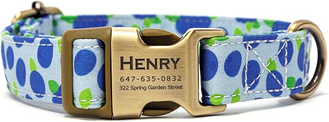 Personalized Dog Collar with Name and Phone Number Engraved,Adjustable Custom Puppy Collar,Organic Cotton Pet Collar for Small Medium Large Boy Girl Dogs
