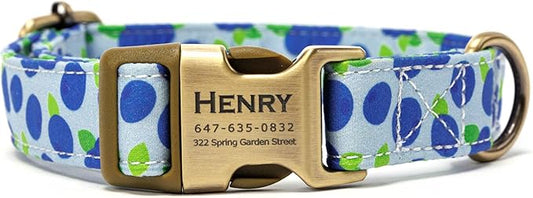 Personalized Dog Collar with Name and Phone Number Engraved,Adjustable Custom Puppy Collar,Organic Cotton Pet Collar for Small Medium Large Boy Girl Dogs