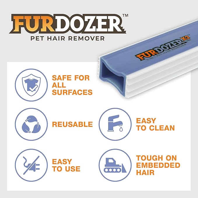FurDozer Pet Hair Remover & Auto Detailing Tools - Cat & Dog Hair Remover for Carpets, Car Interiors, Couches, Bedding, & Pet Furniture (Purple, (2 Pack) - X3 PRO)