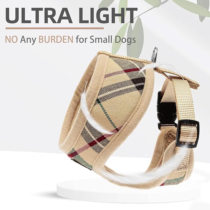 PUPTECK Soft Mesh Dog Harness and Leash Set Pet Puppy Cat Comfort Padded Vest No Pull Harnesses, Beige, XL